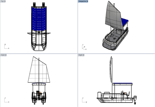 3D-Modelling image as to the prototype with a photovoltaic hybrid generating system (wind + solar energy)