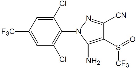 Chemical structure of fipronil.