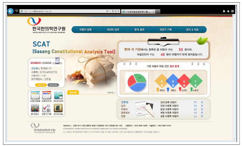 Sasang constitution analysis tool web site main page
