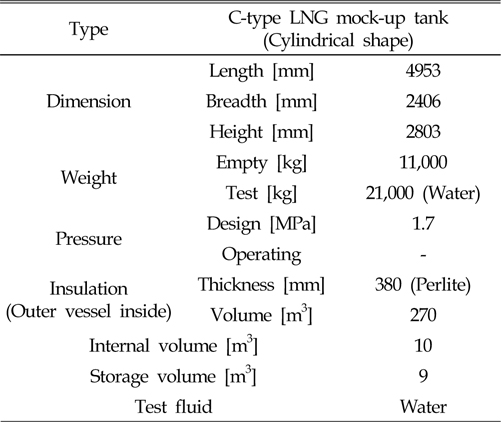 Specification for C-type LNG mock-up tank
