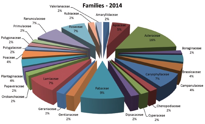Comparison between families of determined plant in 2014.
