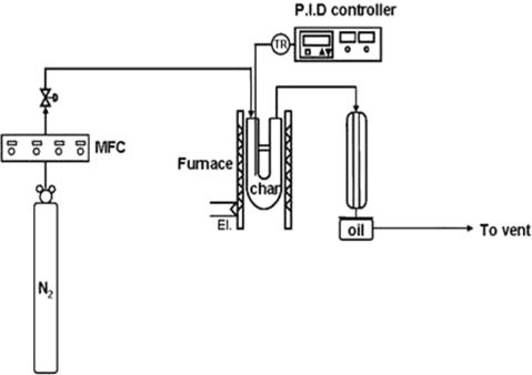 Schematic diagram of seaweed pyrolysis apparatus.