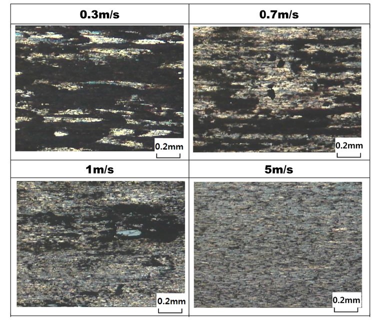 Optical micrographs on worn surface of discs mated with pins tempered at 180°C after vacuum carburizing process.