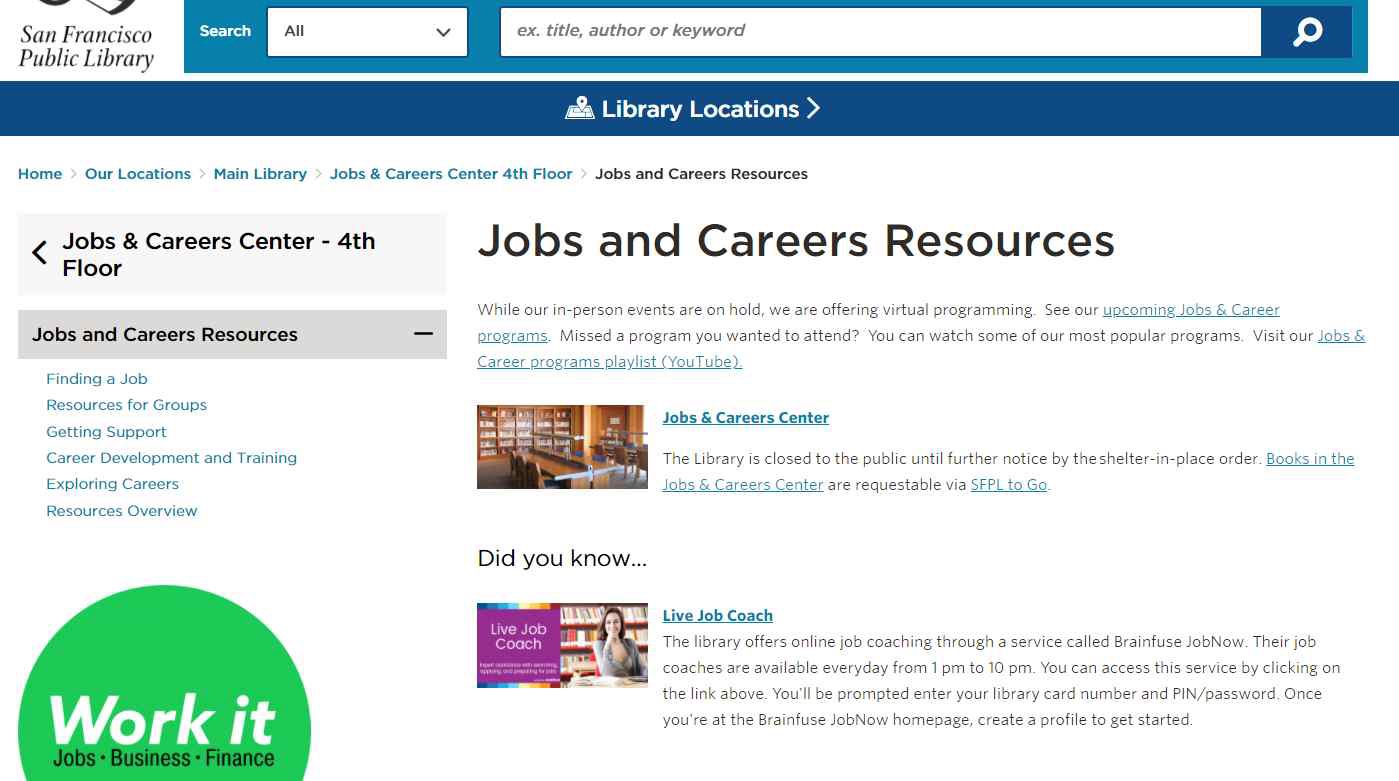 San Francisco Public Library Job and Career Services
