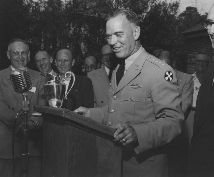 General James A. Van Fleet at the University of Florida. Photo courtesy Joe McChristian and Division of Public Relations, University of Florida